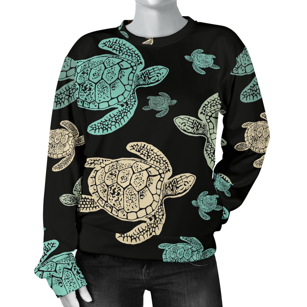 Sea Turtle Stamp Pattern Women Long Sleeve Sweatshirt