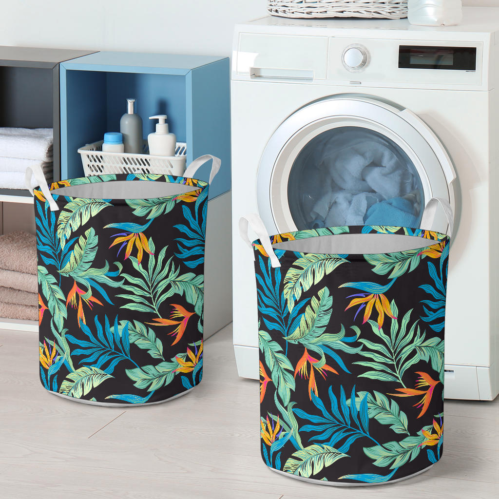 Tropical Palm Leaves Hawaiian Flower Laundry Basket