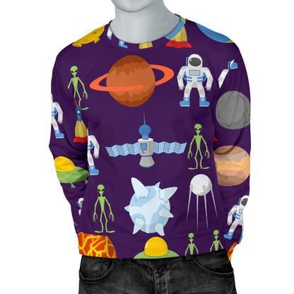 Alien Astronaut Planet Men Long Sleeve Sweatshirt