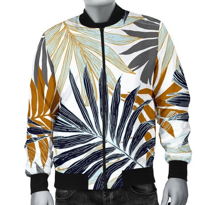 Colorful Tropical Palm Leaves Men Bomber Jacket