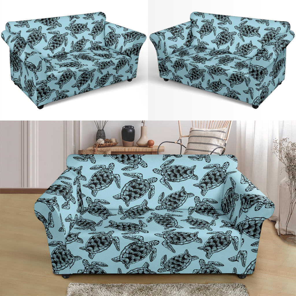 Sea Turtle Print Design LKS3010 Loveseat Couch Slipcover