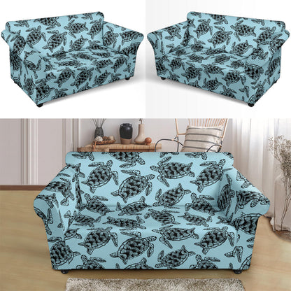 Sea Turtle Print Design LKS3010 Loveseat Couch Slipcover