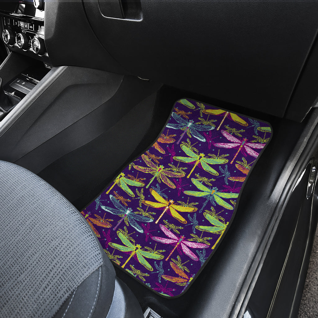 Dragonfly Neon Color Print Pattern Car Floor Mats Front Back