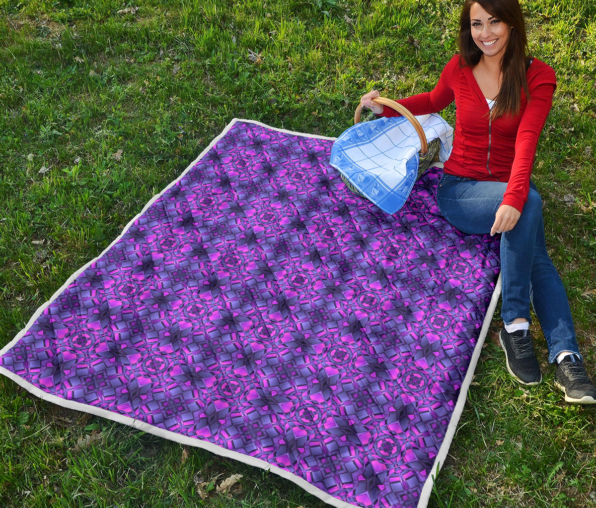 kaleidoscope Pattern Print Design Quilt Bedspread