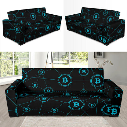 Cryptocurrency Pattern Print Design 01 Sofa Slipcover