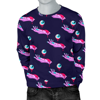 Zombie Pink Hand Design Pattern Print Men Long Sleeve Sweatshirt