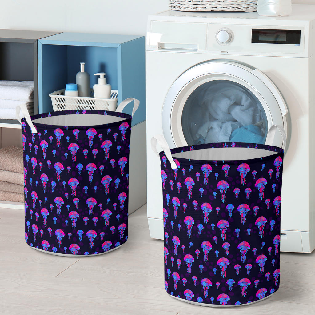 Jellyfish Neon Print Laundry Basket