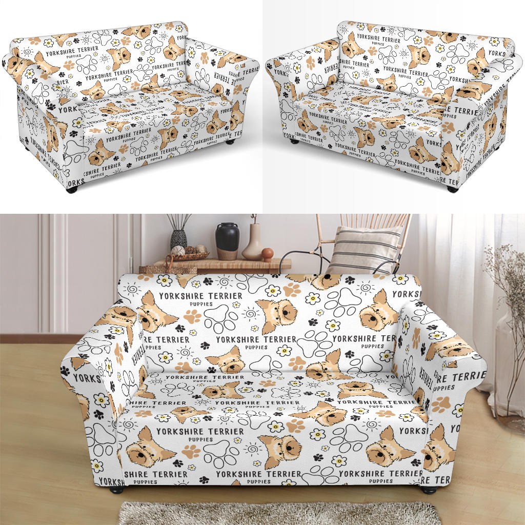 Yorkshire Terriers Print Design LKS308 Loveseat Couch Slipcover