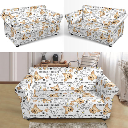 Yorkshire Terriers Print Design LKS308 Loveseat Couch Slipcover