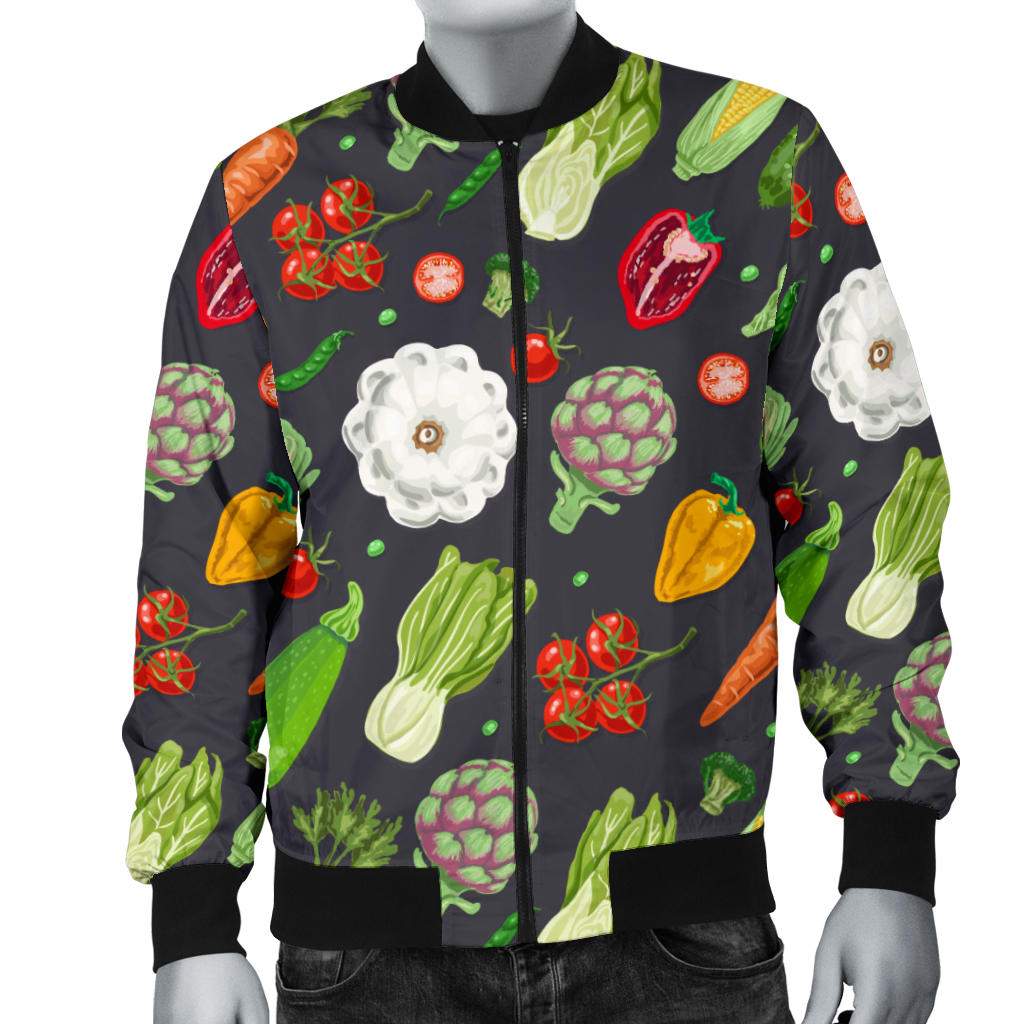 Vegan Pattern Themed Design Print Men Bomber Jacket