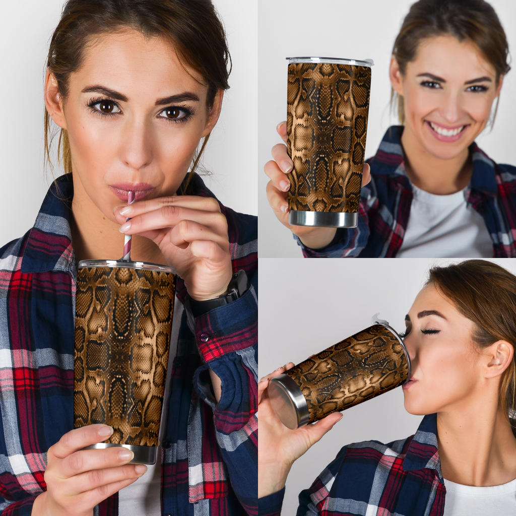 Snake Skin Brown Print Tumbler
