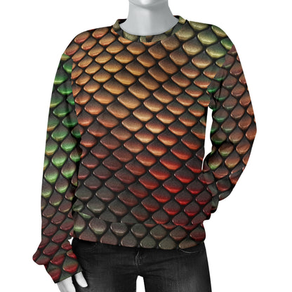Snake Skin Colorful Print Women Long Sleeve Sweatshirt