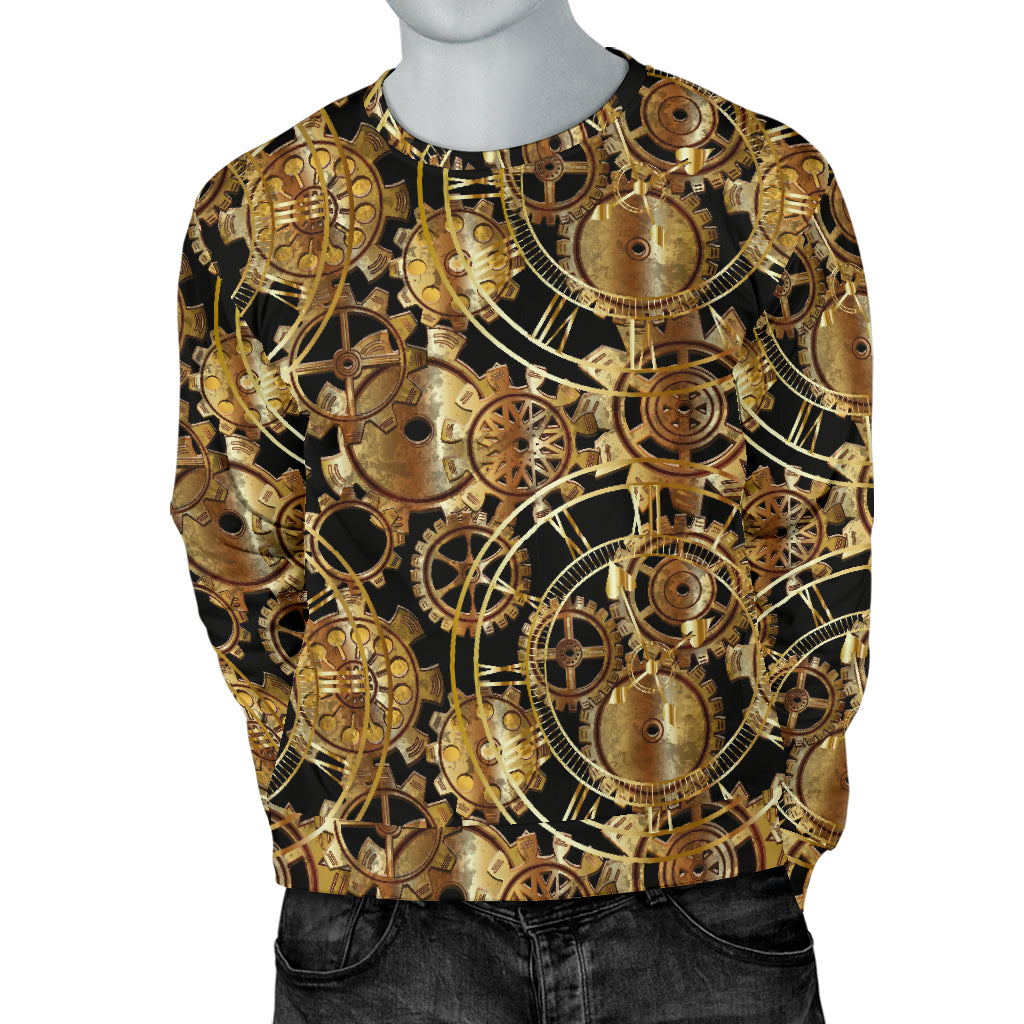 Steampunk Gear Design Themed Print Men Long Sleeve Sweatshirt