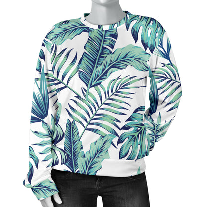 Pattern Tropical Palm Leaves Women Long Sleeve Sweatshirt