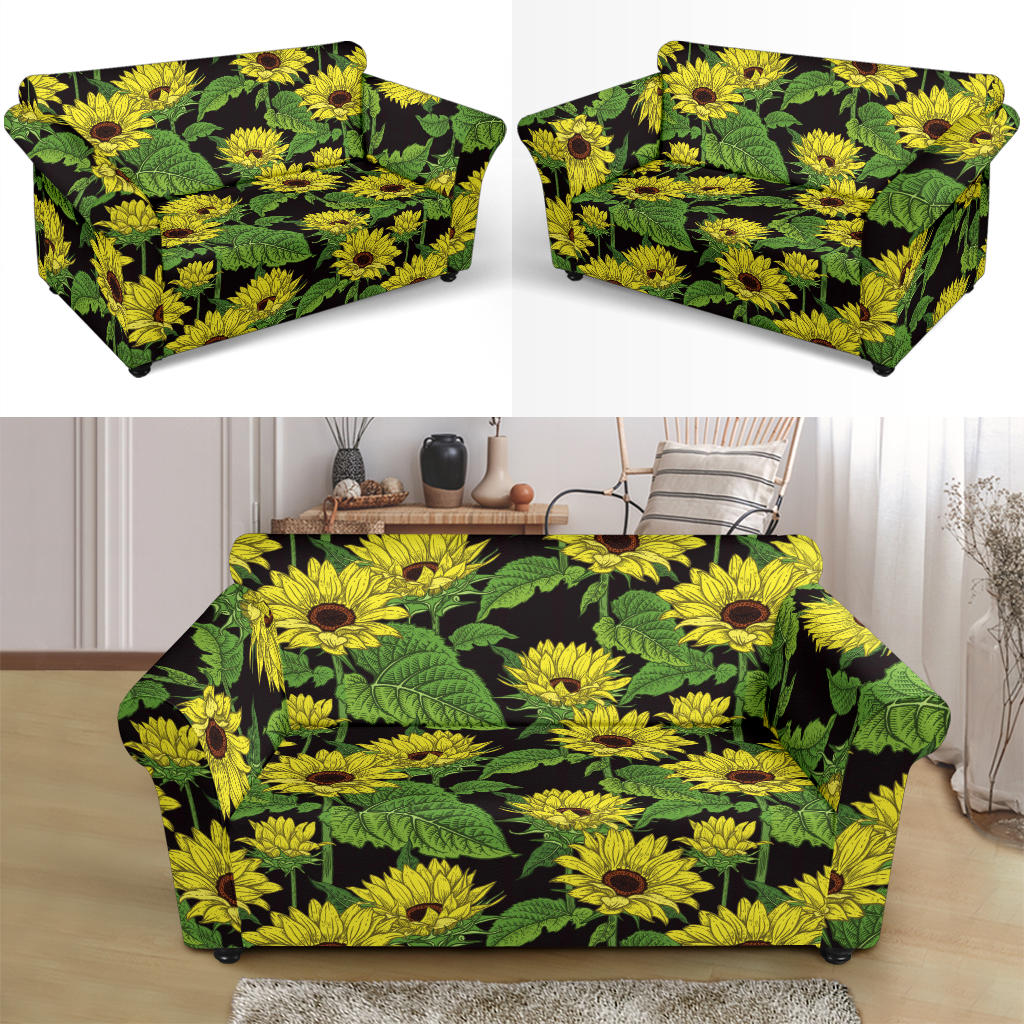 Sunflower Print Design LKS3010 Loveseat Couch Slipcover