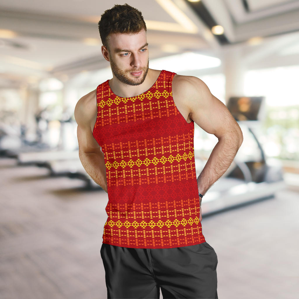 Southwest Red Gold Design Themed Print Men Tank Top