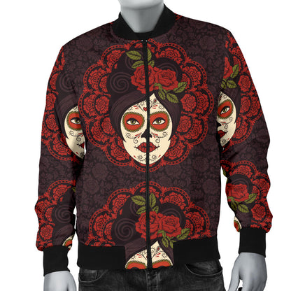 Day of the Dead Mexican Girl Men Bomber Jacket