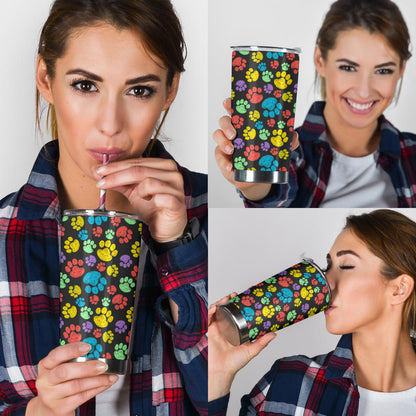 Paw Colorful Print Tumbler