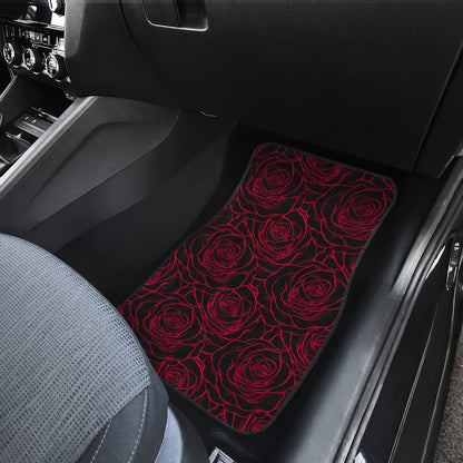 Red Rose Design Print Car Floor Mats Front Back