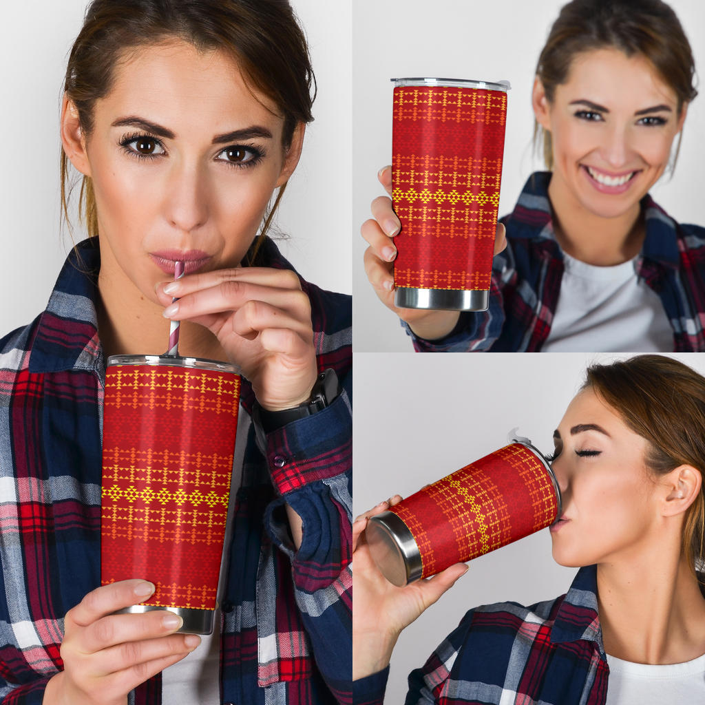 Southwest Red Gold Design Themed Print Tumbler