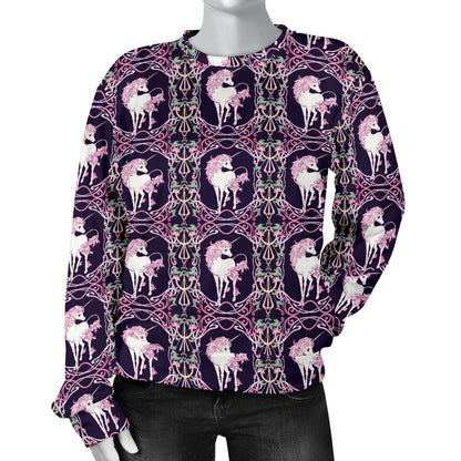 Unicorn Fantastic Flower Women Long Sleeve Sweatshirt