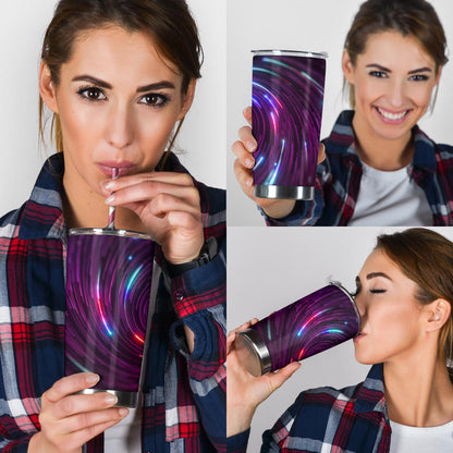 Vortex Twist Swirl Purple Neon Print Tumbler