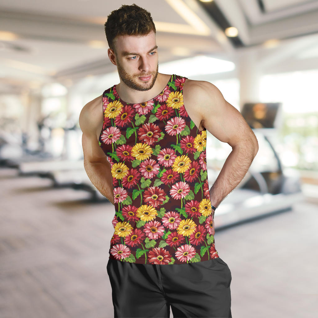 Daisy Gerbera Print Pattern Men Tank Top