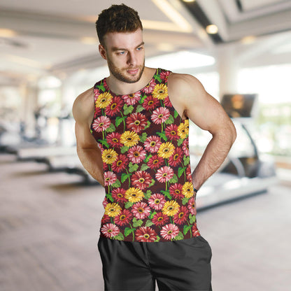 Daisy Gerbera Print Pattern Men Tank Top