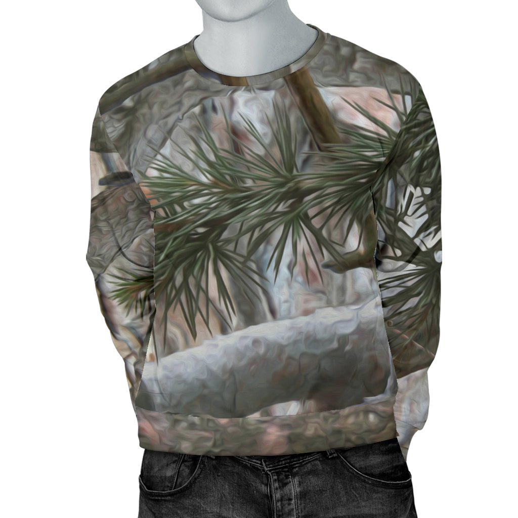 Camo Realistic Tree Forest Pattern Men Long Sleeve Sweatshirt