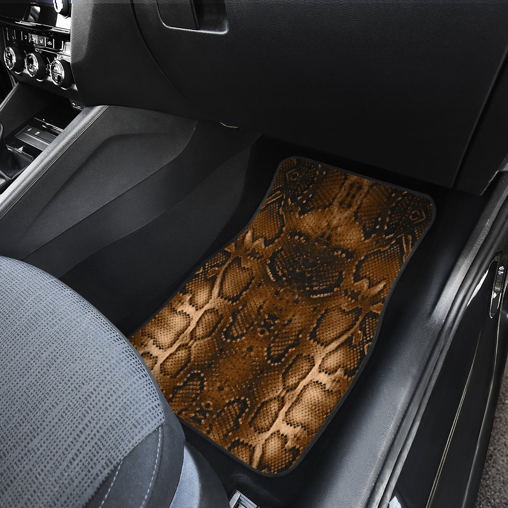 Snake Skin Brown Print Car Floor Mats Front Back