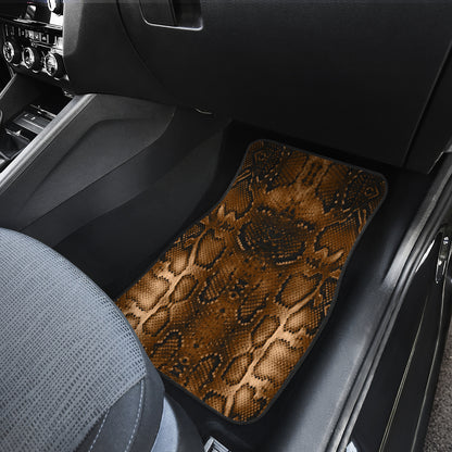 Snake Skin Brown Print Car Floor Mats Front Back