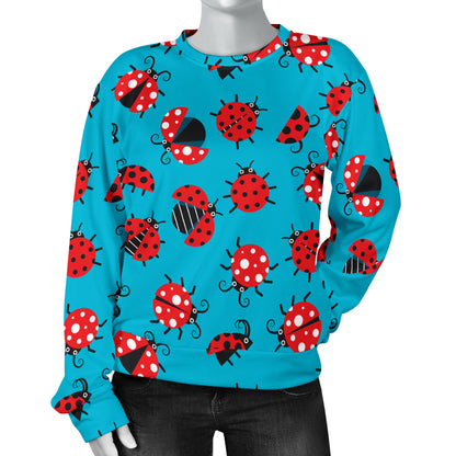 Ladybug Action Print Pattern Women Long Sleeve Sweatshirt
