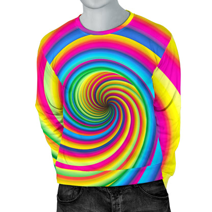 Vortex Twist Swirl Rainbow Design Men Long Sleeve Sweatshirt