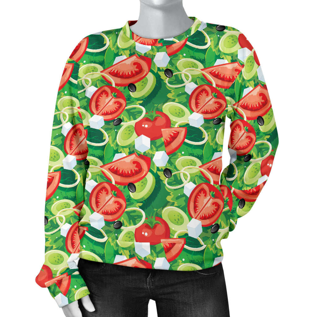 Vegan Salad Themed Design Print Women Long Sleeve Sweatshirt