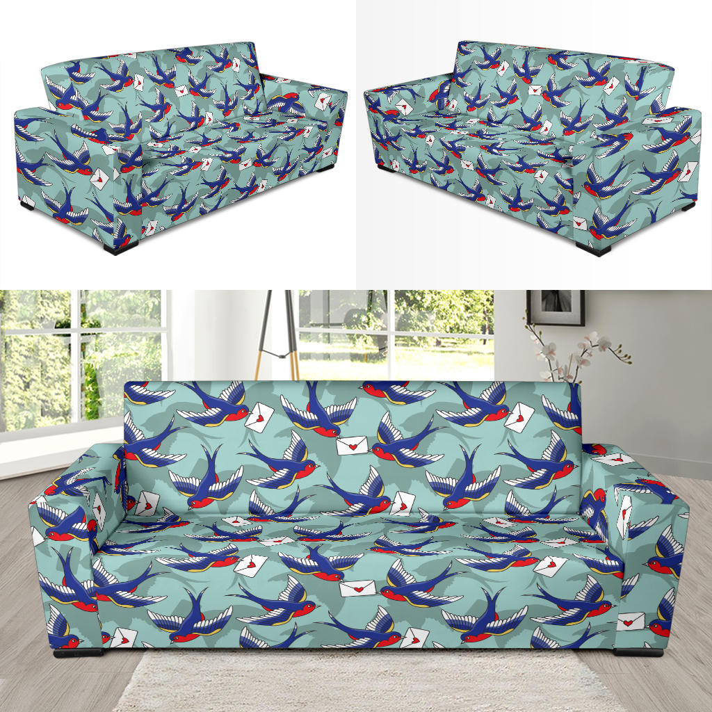 Swallow Bird Pattern Print Design 02 Sofa Slipcover