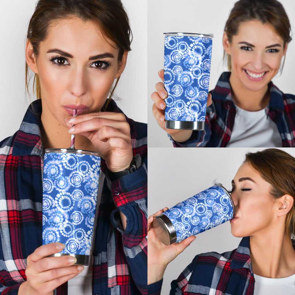 Tie Dye Blue Design Print Tumbler
