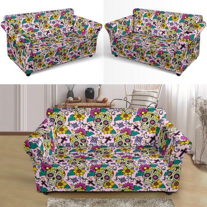 Sugar Skull Print Design LKS307 Loveseat Couch Slipcover