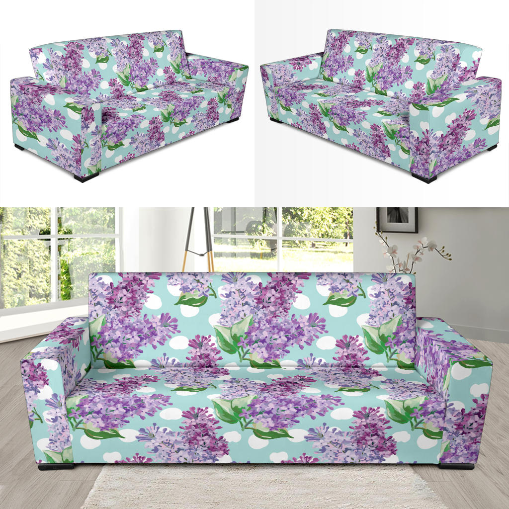 Lilac Pattern Print Design 02 Sofa Slipcover