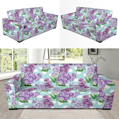 Lilac Pattern Print Design 02 Sofa Slipcover