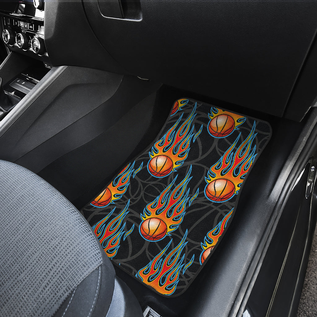 Basketball Fire Print Pattern Car Floor Mats Front Back