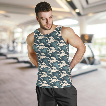 Wave Art Print Men Tank Top