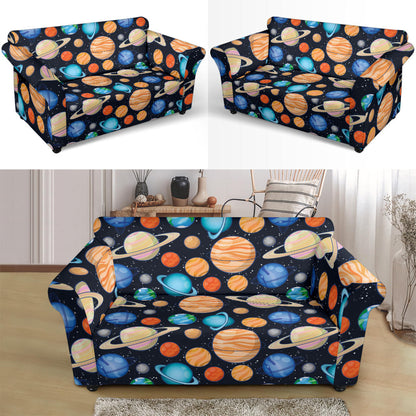 Planet Colorful Print Design LKS301 Loveseat Couch Slipcover
