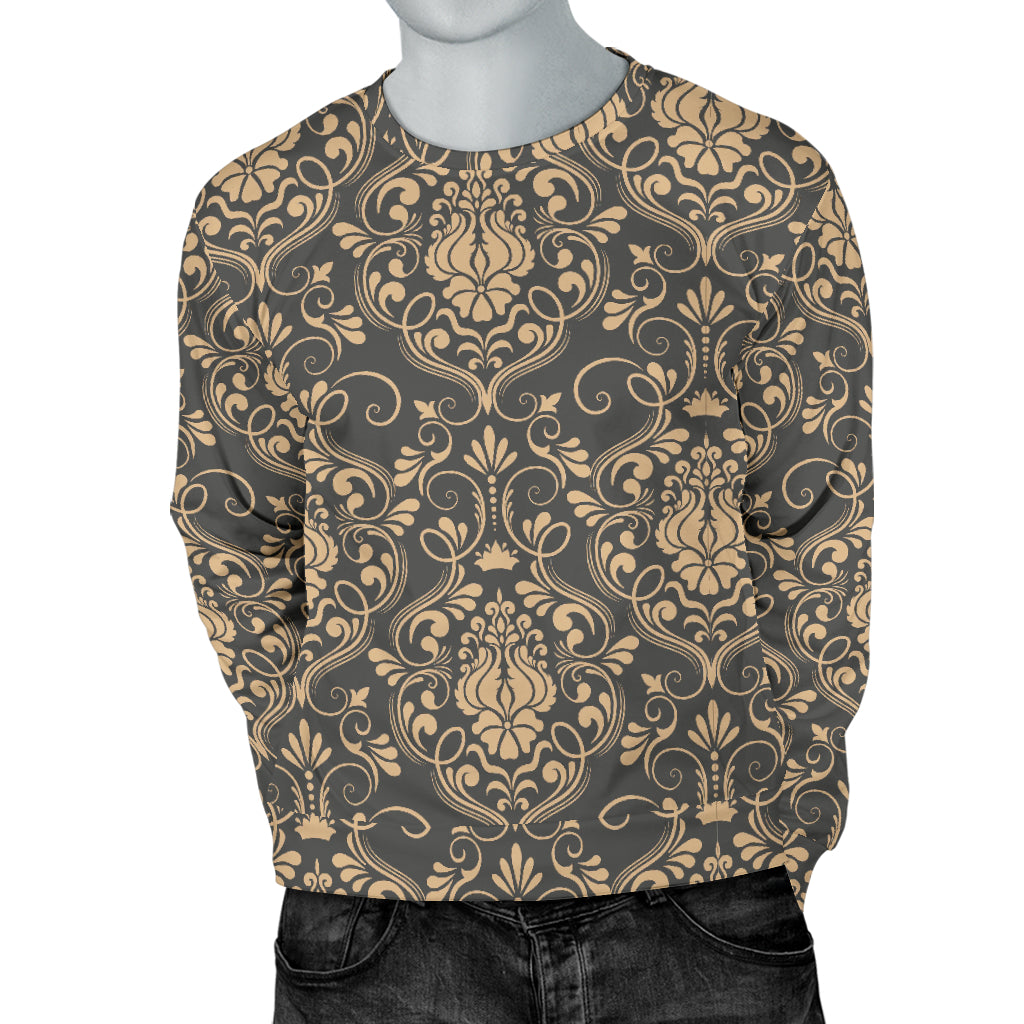 Damask Elegant Luxury Print Pattern Men Long Sleeve Sweatshirt