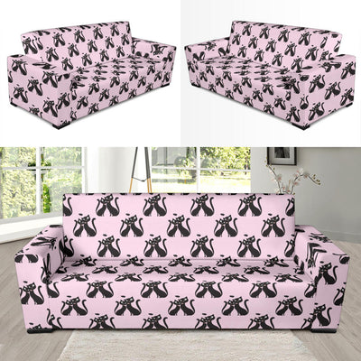 Black Cat Pattern Print Design 01 Sofa Slipcover