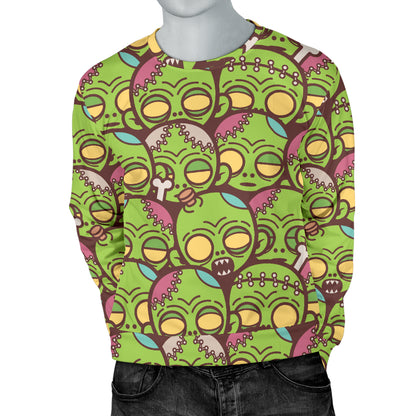 Zombie Head Design Pattern Print Men Long Sleeve Sweatshirt