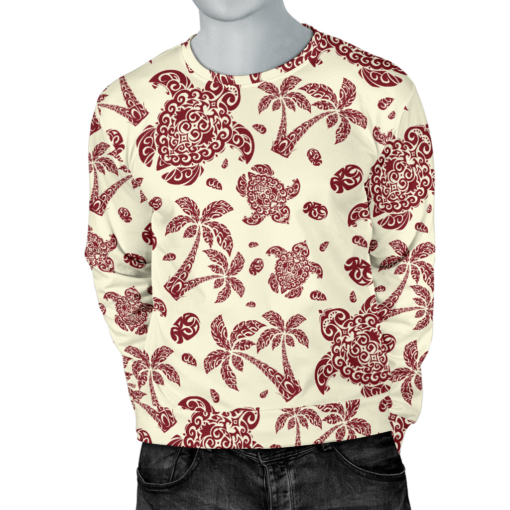 Polynesian Tattoo Turtle Themed Men Long Sleeve Sweatshirt