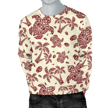 Polynesian Tattoo Turtle Themed Men Long Sleeve Sweatshirt