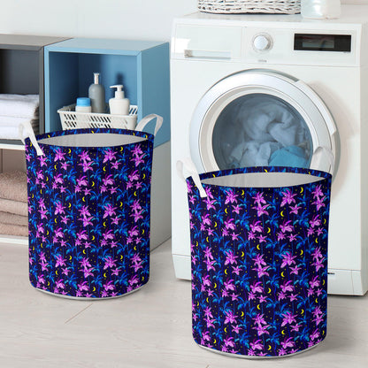 Palm Tree Night Scene Design Print Laundry Basket