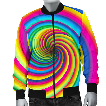 Vortex Twist Swirl Rainbow Design Men Bomber Jacket