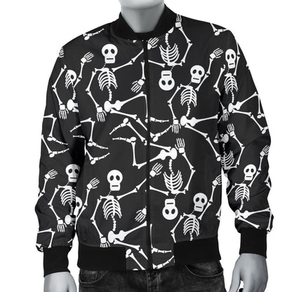 Skeleton Themed Print Men Bomber Jacket